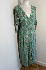 Brakeburn floral midi dress 18 VGC pattern print summer tiered green smocked
