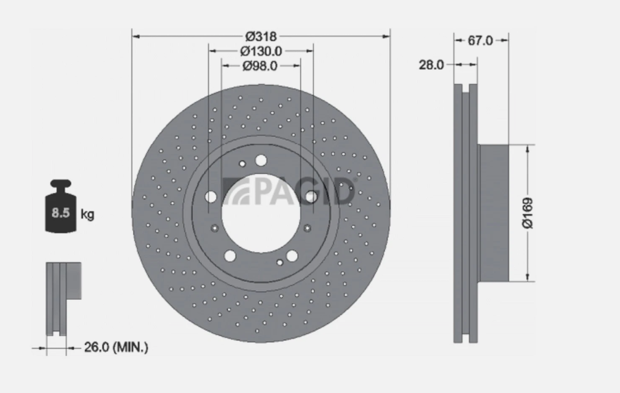 1x BRAKE DISC 50276 FOR PORSCHE BOXSTER/Spyder 911/Convertible/Targa 3.2L pagid