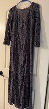 Adrianna Papell Illusion Yoke Lace Gown in Gunmetal [SZ 6 US ]