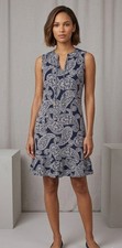 New Michael Kors Blue White Jersey Floral Stretch Dress Flutter Hem Sz S