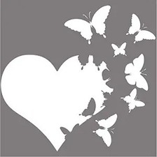 Heart Butterfly Vinyl Decal Sticker 6-Inches White UV Resistant Laminate for Car