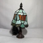 Vintage Tiffany Style Stained Glass Shade Mini Lamp
