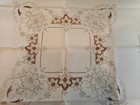 vintage NOS  4 napkins 11 x11 and table cloth 33x33 embroidered ivory w/beige — photo 8