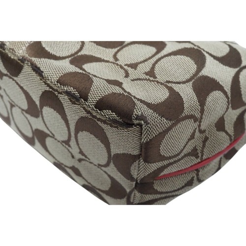 COACH Shoulder Bag Purse Pouch Signature Canvas Brown Authentic - Picture 23 of 24