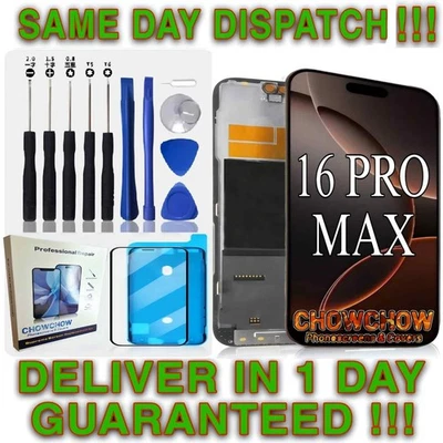 APPLE iPhone 16 Pro Max Screen Replacement LCD/OLED Digitizer Assembly Frame & Kit UK