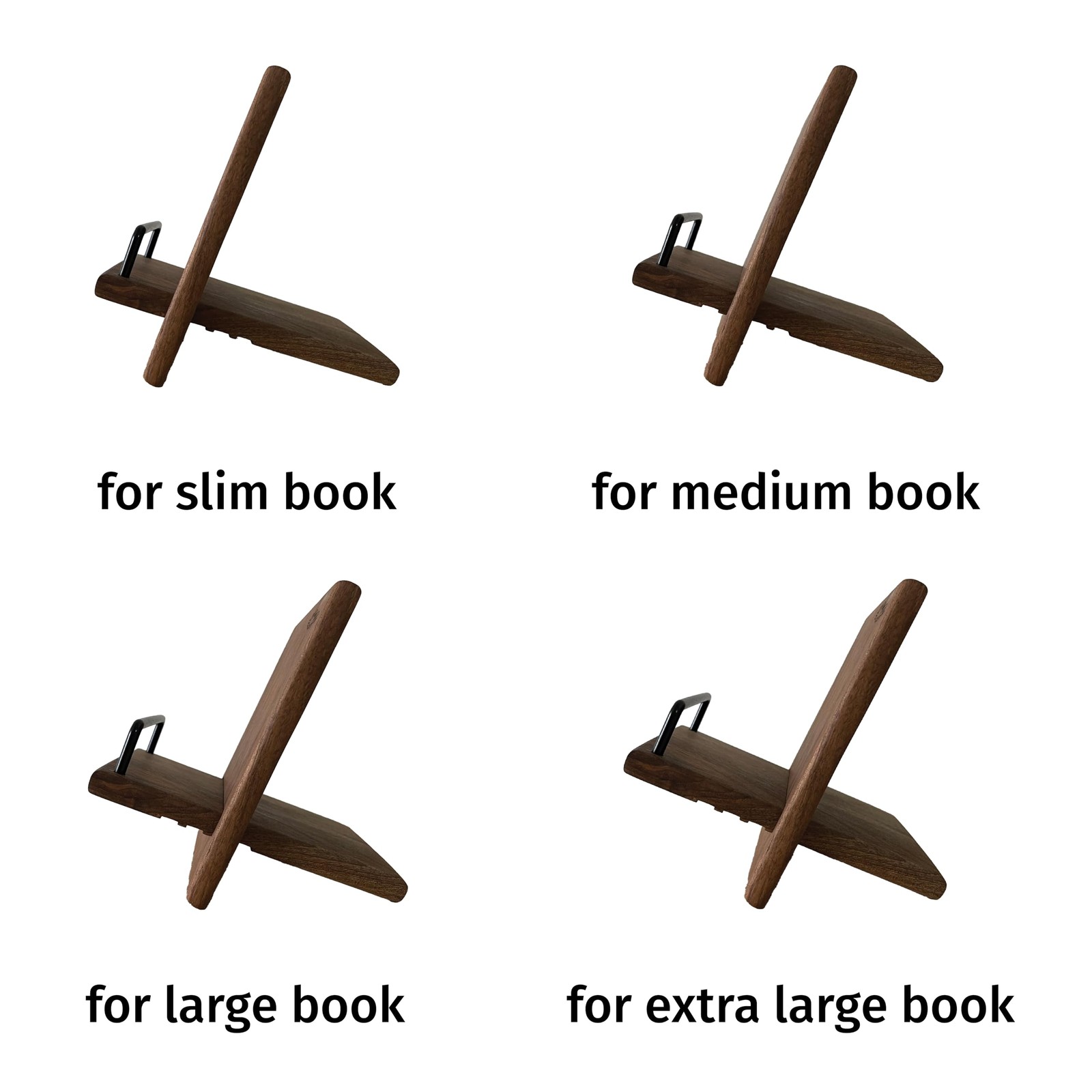 Handmade Wooden Book Holder Walnut Cookbook Stand for Kitchen Counter