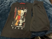 Boys Two Piece Shorts Set. Cotton And Polyester Blend Fabric