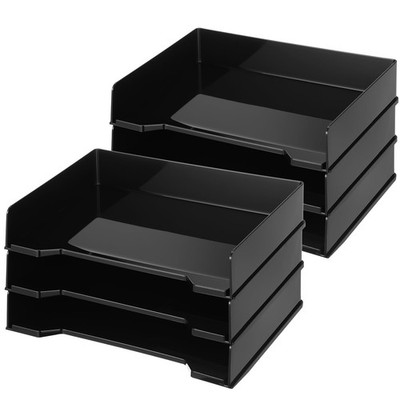 DoubleFill 6 Pcs Stackable Letter Tray Plastic Desk Organizer 13x9.5x2.6 inch