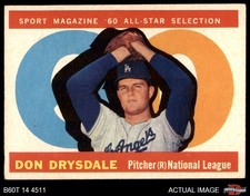 1960 Topps #570 Don Drysdale All-Star Dodgers HOF 4 - VG/EX