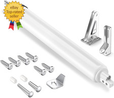 White Storm Door Closer, Pneumatic Screen Door Closer with Hold Open Adjustabl