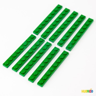 Lot of 10 Genuine LEGO Green Plate 1x8 3460 Building Bricks Blocks Parts NEW