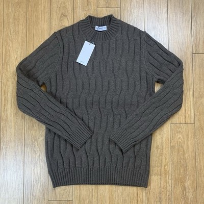 Mango MNG Sweater Men M Brown Cable Knit Crewneck Blended Fabric NWT