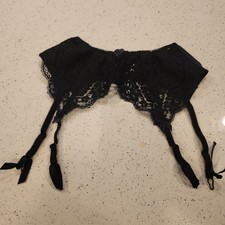 Vintage Victoria's Secret Black Lace Garter Small 3076