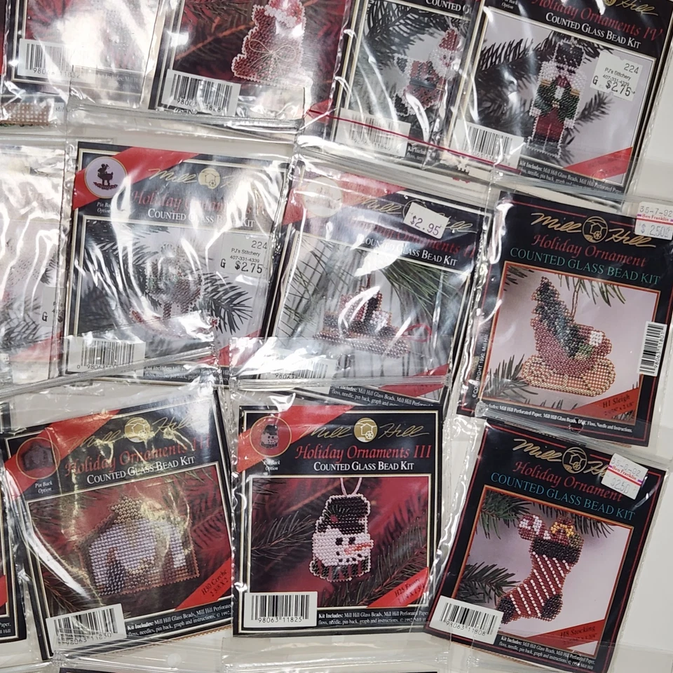Mill Hill Holiday Ornaments Counted Glass Bead Kit Lot of 36 Xmas  - Image 3 of 4