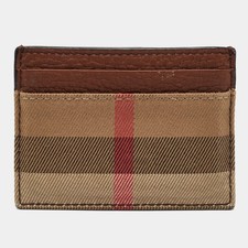 Burberry Sandon BrownBeige Check Canvas and Leather Card Holder