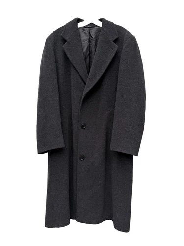 Vintage Hugo Boss Men's Gray Long Wool Overcoat Size 40L Lined Pockets Notch video thumbnail