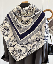 70 Cashmere 30 Silk Wrap Scarf Sun God Print Double Face Print Shawl 135X135cm