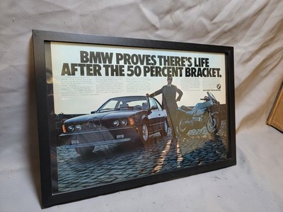 1985 BMW 635CSi - K100 RS  ORIGINAL 2 PAGE AD FRAMED 