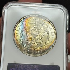 1887 $1 MS64 CAC Toned Morgan Silver Dollar - NGC Fatty - Beautiful Toning PQ