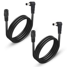 2 Pack DC5525 Power Extension Cable, DC 5.5mm x 2.5mm Right Angle Male to Fem...