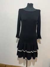 Coast Black Knitted Ra Ra Dress UK 12 Silver Sequin Bow Detail