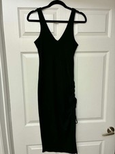 A New Day Black Ruched Midi Dress or Leggings XS Stretchy Casual Target Brand