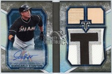 Giancarlo Stanton 2015 Triple Threads Patch Autograph Booklet Card #TTJAR-GS 3/3