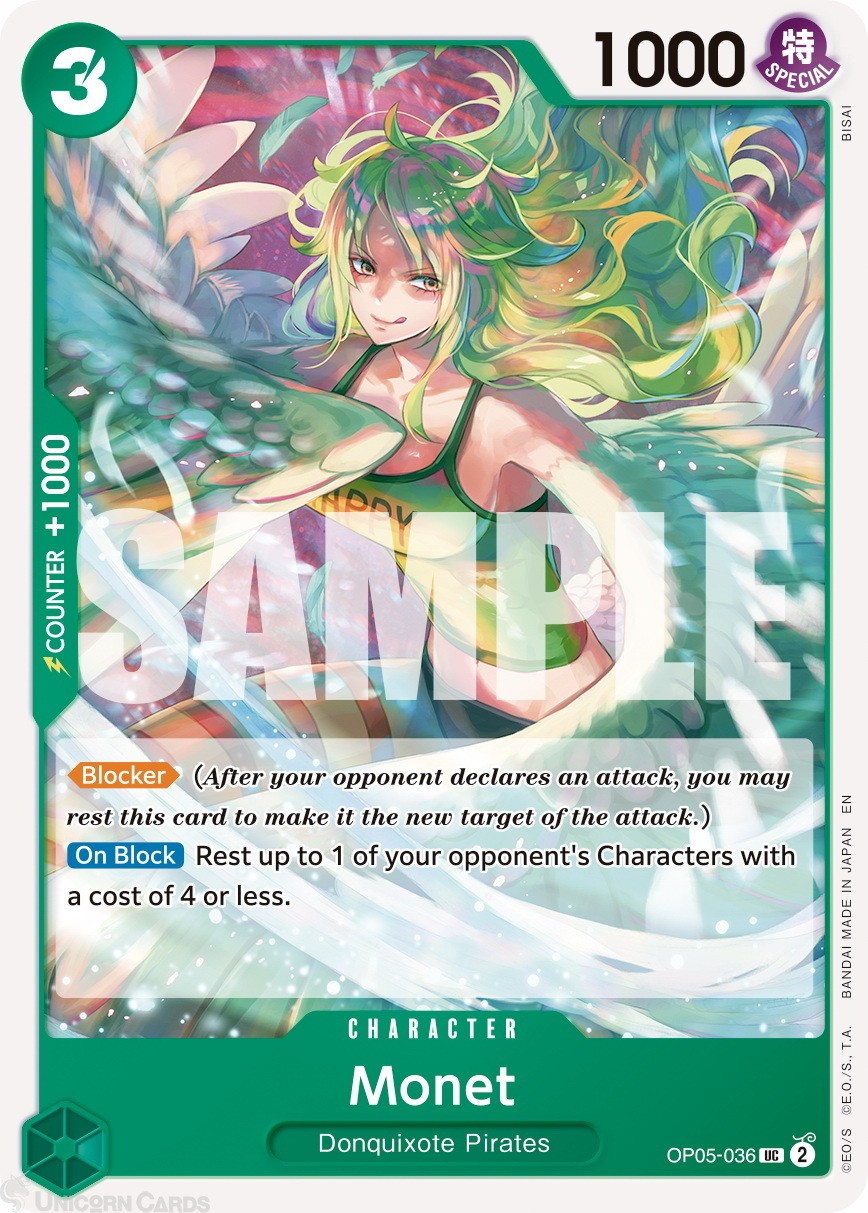 OP05-036 Monet : Uncommon Normal English One Piece TCG Card : PRB02: One Piece C