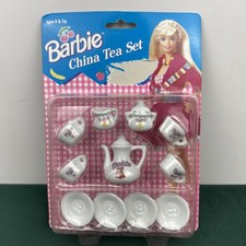 Vintage 1994 Barbie China Tea Set Miniature 13 Piece Set by Clinton Toys