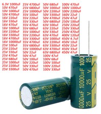 6.3V to 450V High Frequency LOW ESR Radial Electrolytic Capacitors 4.7uF 10000uF