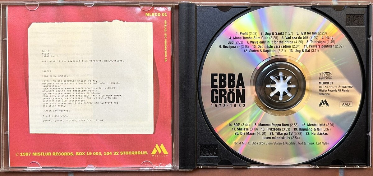 EBBA GRON 1978-1892 Rare CD Collectible Swedish Rock | eBay UK