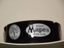 Vintage Reno's Mapes Motor Hotel Black Glass Ashtray