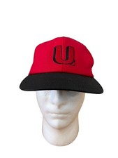 U Logo Snapback Hat Vintage Red Embroidered Made In USA