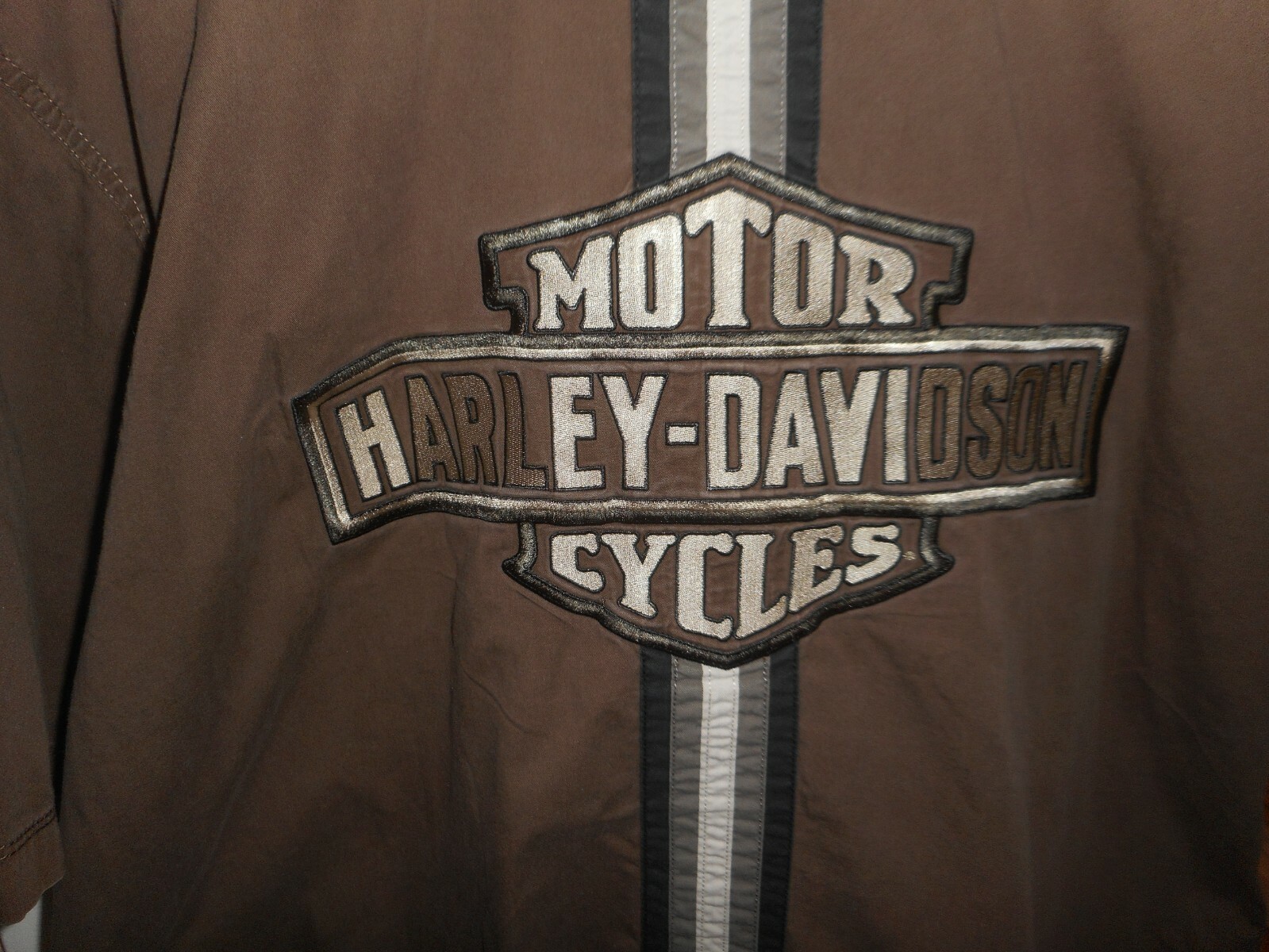 Harley Davidson Button Front Brown Embroidered Ba… - image 2