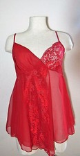 Victoria's Secret Vintage Red Sheer Straps Tank Top Cami/Lingerie Gold Label P