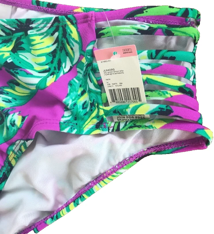 Bikini Bongo Mujer Pestaña Lateral Parte Inferior Estampado Palma Talla M Púrpura-Nuevo-ENVÍO 24 HORAS Foto 3 de 4