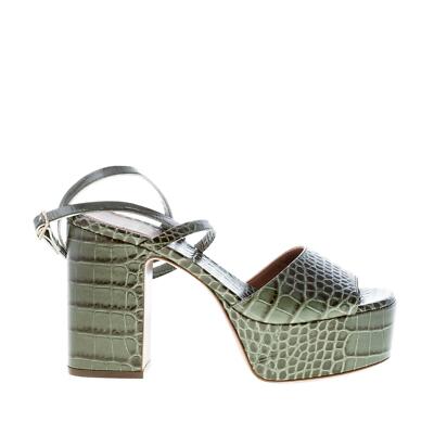 L'AUTRE CHOSE women shoes Green croco embossed leather sandal platform heel 11