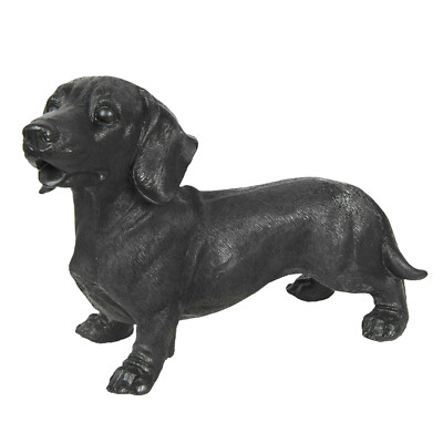 Clayre & Eef Dackel 32cm schwarz Figur Deko Hund Teckel Skulptur Objekt Statue