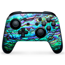Nintendo Switch Pro Controller Skin Decal Vinyl Wrap - Abalone Green Blue