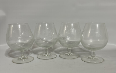 Set of 4 Vintage (1988) Heritage By Princess House Etched Brandy Snifters 404