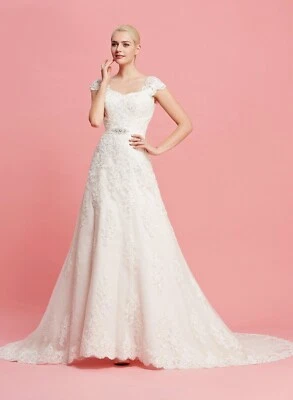 HBH Brautmode A-Linien Brautkleid aus Tüll mit Spitzenapplikationen Gr.36-52 - Bild 1 von 4