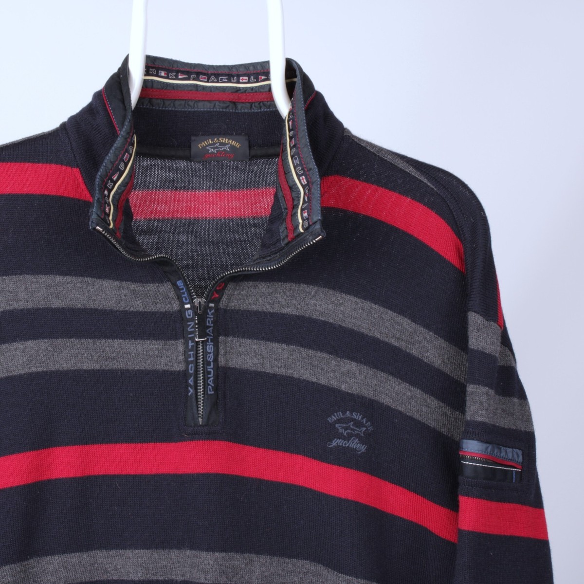Mens PAUL SHARK Yachting Club Wool Half Zip 1/4 Striped