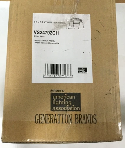 Generation Brands 2 Medium Seeded Glass Light Vanity Light VS24702CH Chrome - Picture 5 of 6