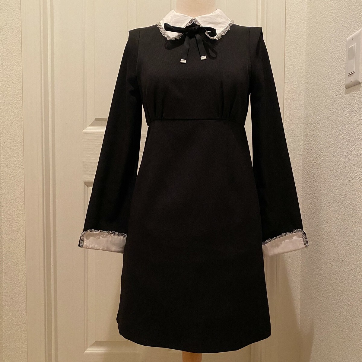EATME - black Frill color shirt dress one piece EAT ME - larme 
