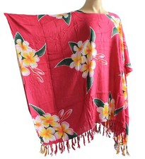 Ladies PINK FLORAL print Kaftan Poncho Tunic top beach fits large plus size new