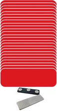 25 BLANK 1 X 3 RED / WHITE NAME BADGES KIT (U) TAGS 1/4" CORNERS MAGNETS LABELS 