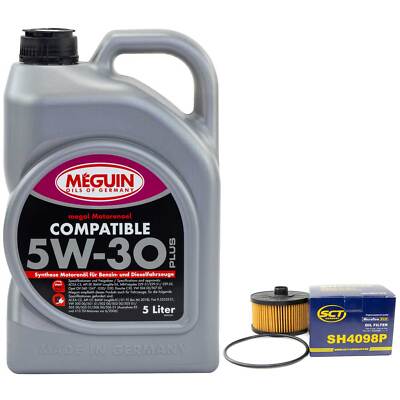 Motoröl Set 5W-30 Meguin 5 Liter + Ölfilter SH 4098 P für Nissan Qashqai II SUV 