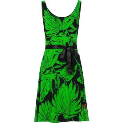 Desigual 51V20J6 Sommerkleid tropischer Druck schwarz & grün UVP 66 £ SK8 ZZ