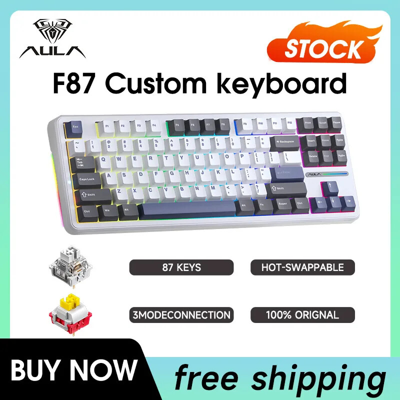 3 Mode Wireless Mechanical Gaming Keyboard 87 Key Hotswap PBT Compact Design-image