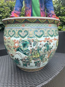 A huge important 19th century Chinese famille vert jardiniere
